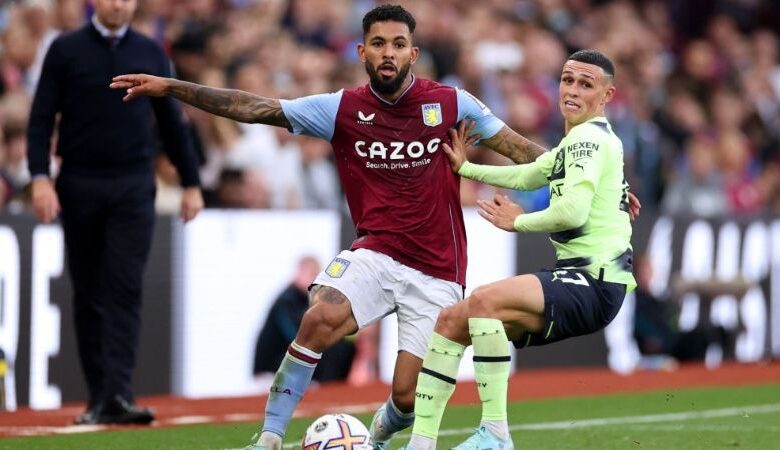 Douglas Luiz playing for Aston Villa