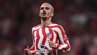 Manchester United target Antoine Griezmann of Atletico de Madrid looks on during the LaLiga Santander match between Atletico de Madrid and Real Madrid CF at Civitas Metropolitano Stadium on September 18, 2022 in Madrid, Spain.