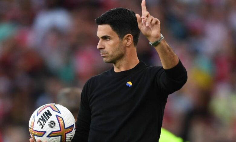 Arsenal manager Mikel Arteta during the Premier League match between Arsenal FC and Fulham FC at Emirates Stadium on August 27, 2022 in London, England.