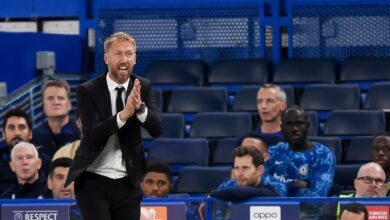 Chelsea head coach Graham Potter gestures on the touchline during Chelsea 1-1 Red Bull Salzburg in the Champions League on 14 September, 2022 at Stamford Bridge, London, United Kingdom