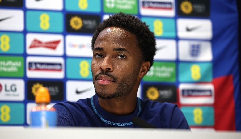 Raheem Sterling addresses the media ahead of England