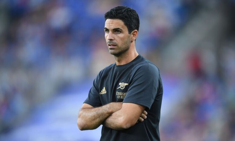 Arsenal manager Mikel Arteta during a pre season friendly between Arsenal and Everton at M&T Bank Stadium on July 16, 2022 in Baltimore, Maryland.