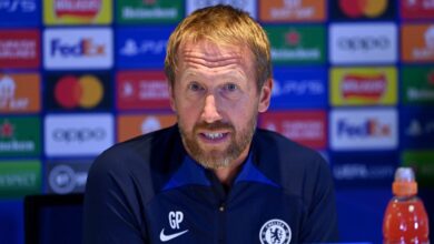 Chelsea head coach Graham Potter giving a press conference