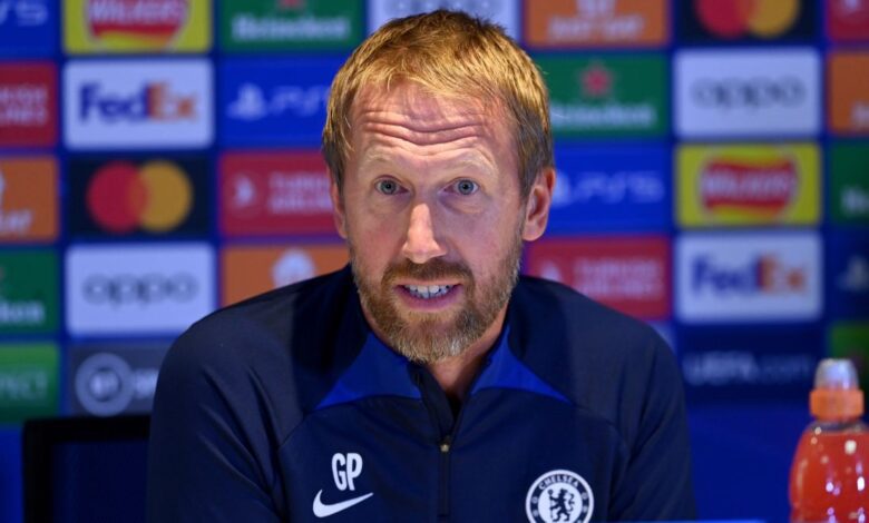 Chelsea head coach Graham Potter giving a press conference