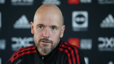 Manchester United manager Erik ten Hag during a press conference