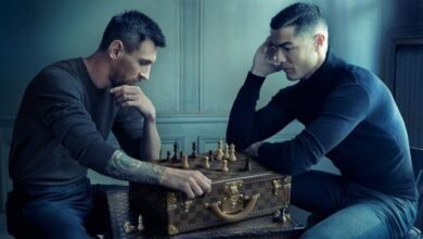 Lionel Messi and Cristiano Ronaldo pictured together for a Louis Vuitton campaign ahead of the 2022 World Cup in Qatar.
