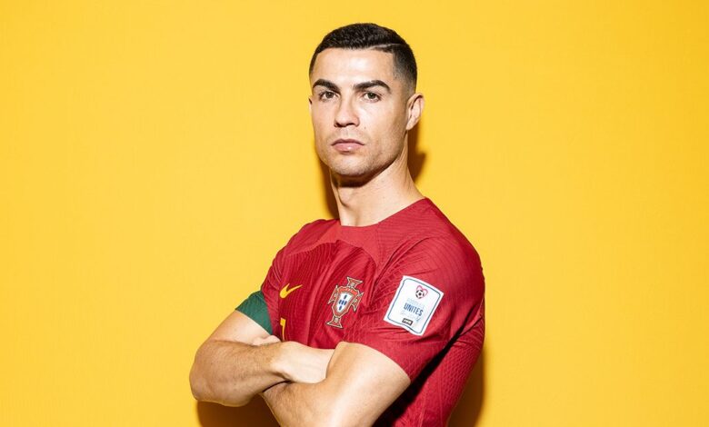 Cristiano Ronaldo of Portugal poses during the official FIFA World Cup Qatar 2022 portrait session on November 19, 2022 in Doha, Qatar.