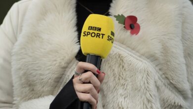 World Cup 2022: How to change the commentators on BBC One: A detail of a BBC Sport microphone before the FA Women