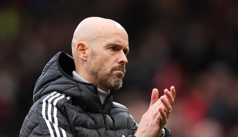 Manchester United manager Erik ten Hag applauds the fans