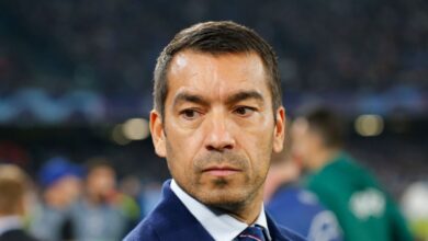 Rangers manager Giovanni van Bronckhorst reacts during the UEFA Champions League match between Napoli and Rangers on 26 October, 2022 at the Stadio Diego Armando Maradona, Naples, Italy