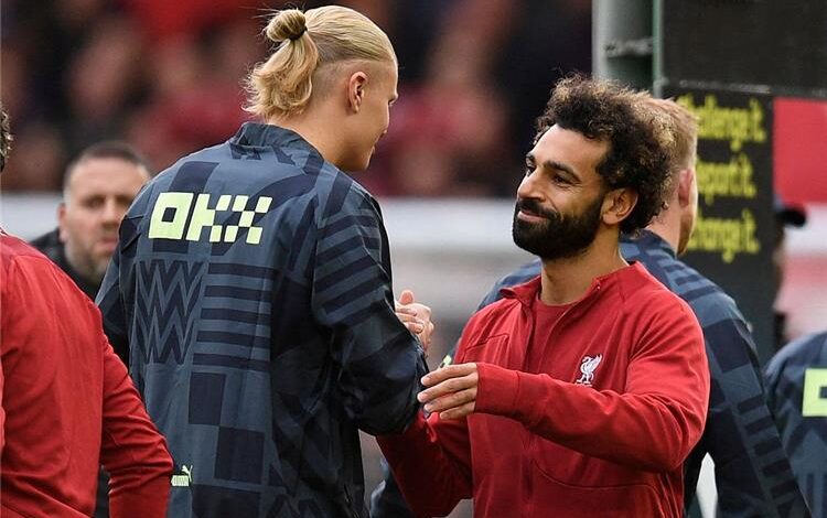 محمد صلاح لاعب منتخب مصر وليفربول الإنجليزي وهالاند