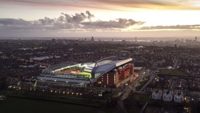 Liverpool stadium Anfield after the Premier League match between Liverpool and Brentford at Anfield on January 16, 2022 in Liverpool, England.