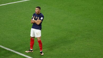 Liverpool target Kylian Mbappe of France celebrates after scoring the team