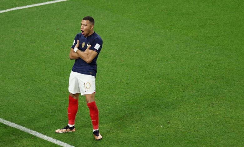 Liverpool target Kylian Mbappe of France celebrates after scoring the team