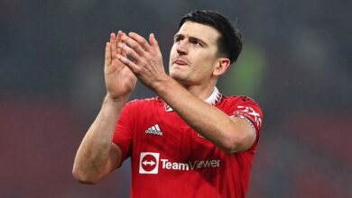 Manchester United captain Harry Maguire during the Emirates FA Cup Fourth Round match between Manchester United and Reading at Old Trafford on January 28, 2023 in Manchester, England.
