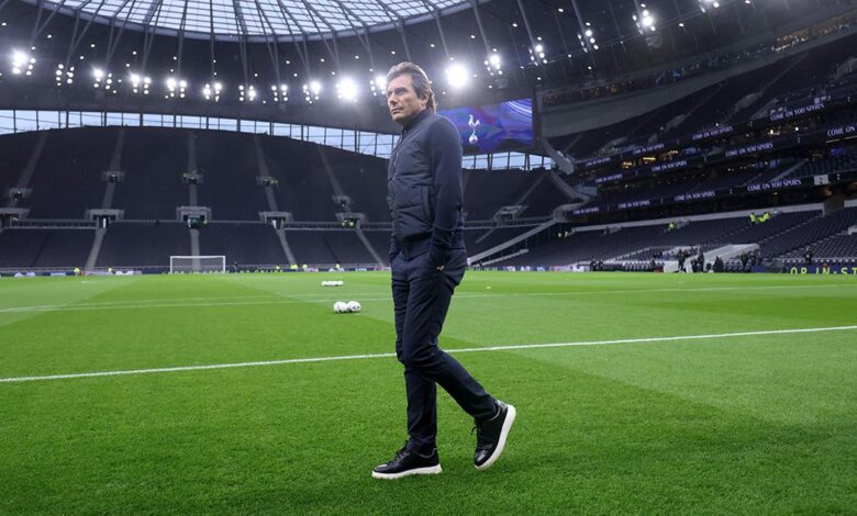 Tottenham manager Antonio Conte arrives at the stadium prior to the Emirates FA Cup Third Round match between Tottenham Hotspur and Portsmouth FC at Tottenham Hotspur Stadium on January 07, 2023 in London, England