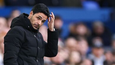 Arsenal manager Mikel Arteta during the Premier League match between Everton FC and Arsenal FC at Goodison Park on February 4, 2023 in Liverpool, United Kingdom.