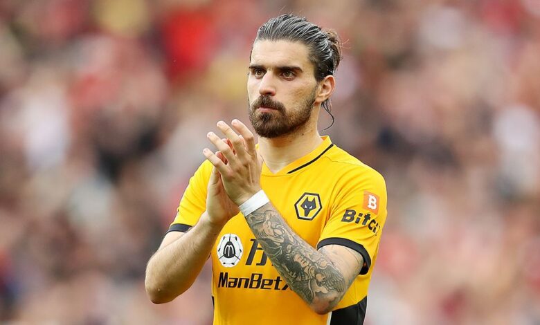 Manchester United target Ruben Neves of Wolverhampton Wanderers shows appreciation to the fans following defeat in the Premier League match between Liverpool and Wolverhampton Wanderers at Anfield on May 22, 2022 in Liverpool, England.