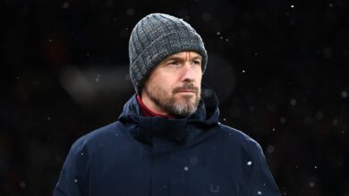 Manchester United manager Erik ten Hag looks on prior to the UEFA Europa League round of 16 leg one match between Manchester United and Real Betis at Old Trafford on March 09, 2023 in Manchester, England.