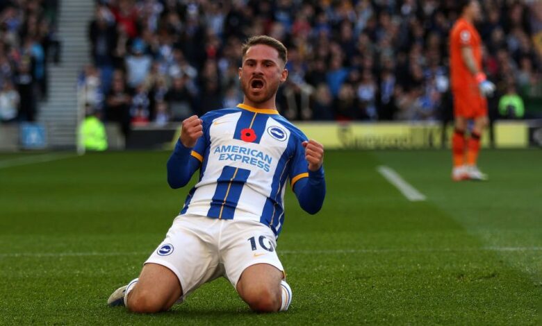 Alexis Mac Allister of Brighton & Hove Albion celebrates after scoring their side