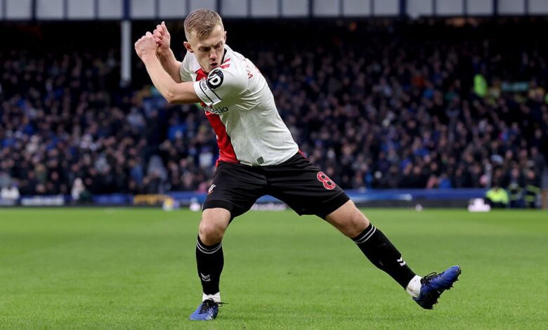 Manchester United target James Ward-Prowse celebrates after scoring the team