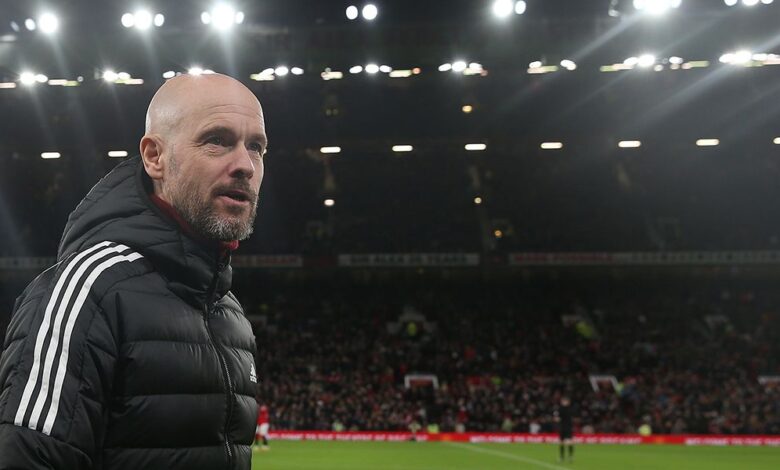 Manchester United manager Erik ten Hag walks out ahead of the Carabao Cup Quarter Final match between Manchester United and Charlton Athletic at Old Trafford on January 10, 2023 in Manchester, England.