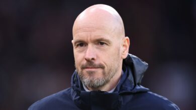 Manchester United manager Erik ten Hag looks on during the UEFA Europa League match between Manchester United and Sevilla at Old Trafford on April 13, 2023 in Manchester, United Kingdom.