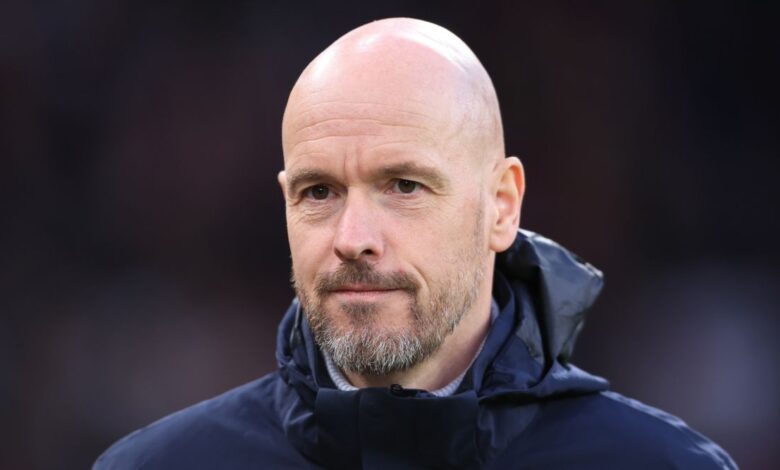 Manchester United manager Erik ten Hag looks on during the UEFA Europa League match between Manchester United and Sevilla at Old Trafford on April 13, 2023 in Manchester, United Kingdom.