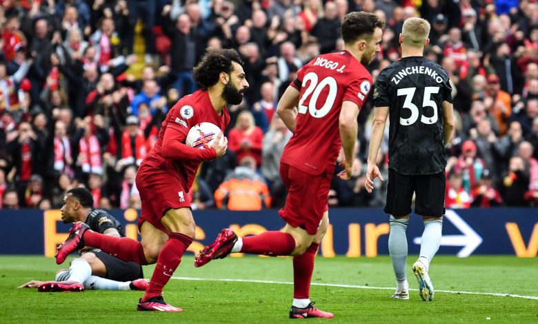 لحظة تسجيل محمد صلاح هدف ليفربول أمام أرسنال - الدوري الإنجليزي