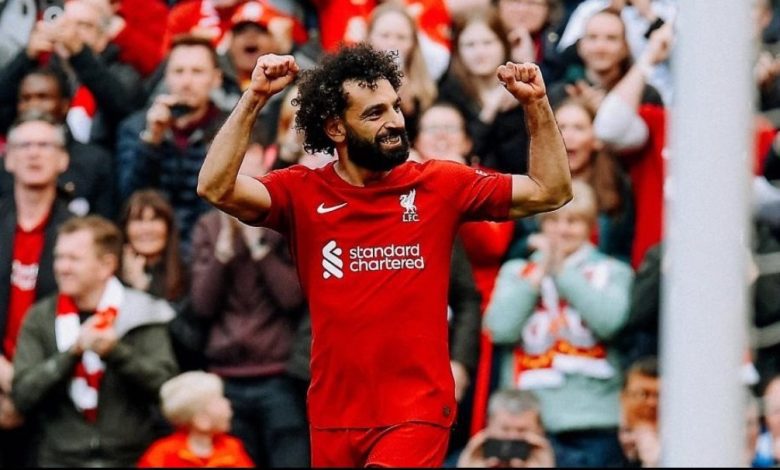 احتفال محمد صلاح بتسجيل هدف ليفربول الثالث أمام توتنهام هوتسبير