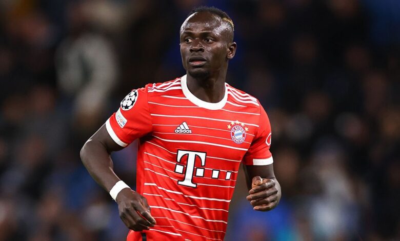 Former Liverpool star and Chelsea target Sadio Mane of Bayern Munich during the UEFA Champions League quarterfinal first leg match between Manchester City and FC Bayern Munchen at Etihad Stadium on April 11, 2023 in Manchester, United Kingdom.