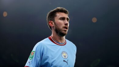 Tottenham Hotspur target Aymeric Laporte of Manchester City in action during the Carabao Cup Fourth Round match between Manchester City and Liverpool at Etihad Stadium on December 22, 2022 in Manchester, England.