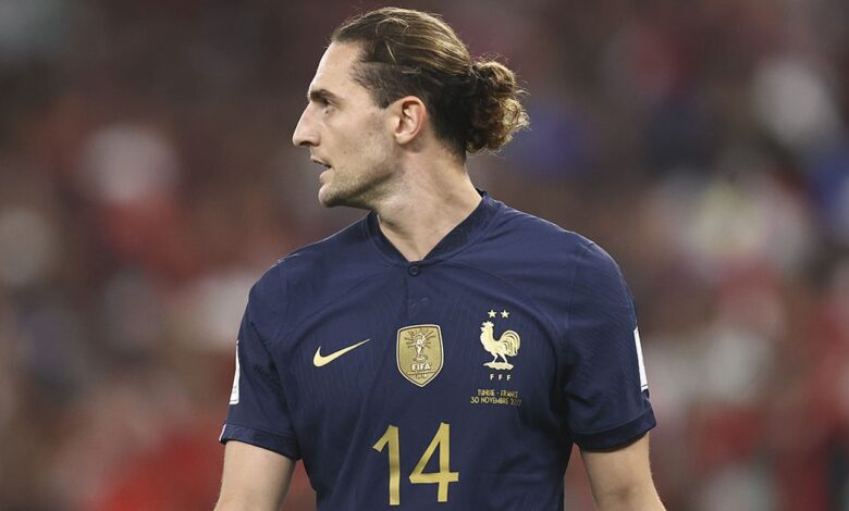 Liverpool target Adrien Rabiot of France during the FIFA World Cup Qatar 2022 Group D match between Tunisia and France at Education City Stadium on November 30, 2022 in Al Rayyan, Qatar.