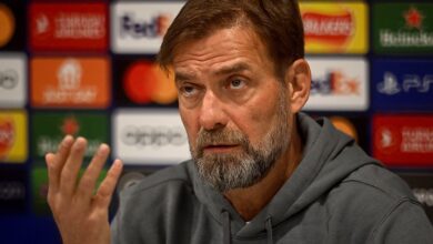 Liverpool manager Jurgen Klopp during a press conference ahead of their UEFA Champions League round of 16 match against Real Madrid at Anfield on February 20, 2023 in Liverpool, England.