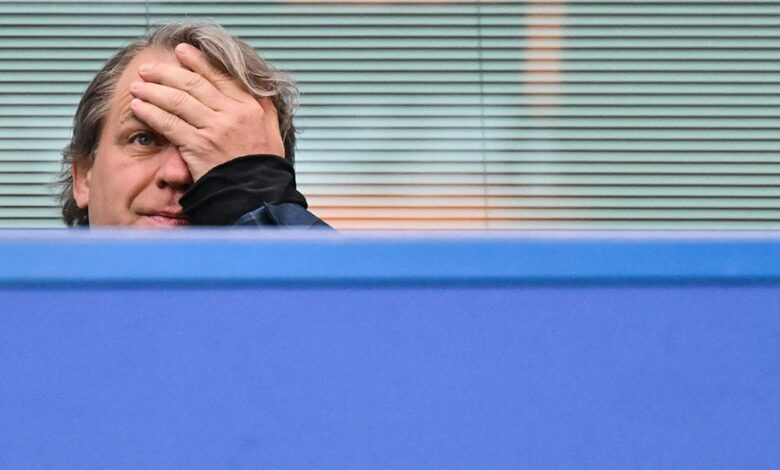 Chelsea owner Todd Boehly attends the English Premier League football match between Chelsea and Everton at Stamford Bridge in London on March 18, 2023.